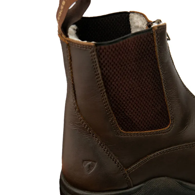 Hy Fleece Lined Wax Leather Zip Jodhpur Boots - Brown-1